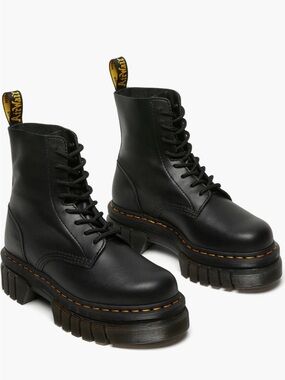 Dr. Martens Black Leather Platform Lace-Up Boots